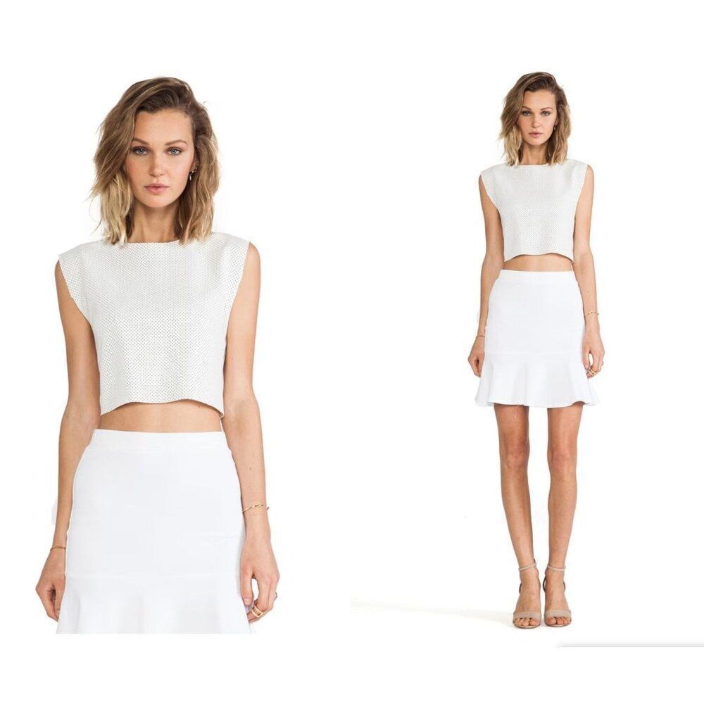 Bailey 44 Kwaito Alabaster Top - Size M - Perforated Sleeveless Minimalist